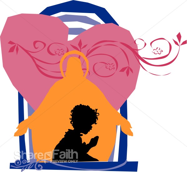 Praying Child in the Love of Jesus