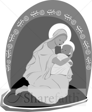 Mary Embraces the Newborn Babe