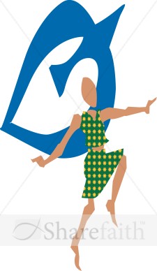 Abstract Christian Dancer with Dove Symbol
