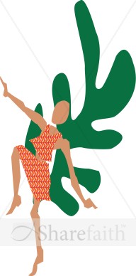 Abstract Christian Dancer with Green Leaf