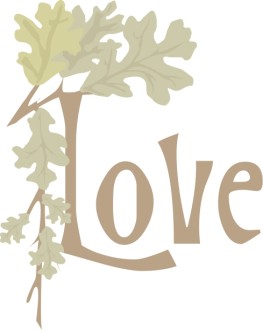 Oak Branch and Leaves Love