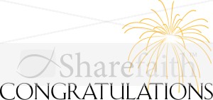 Congratulations Lettering with Gold Firework