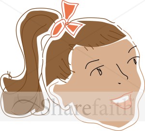 Cute girl With Ponytail Face