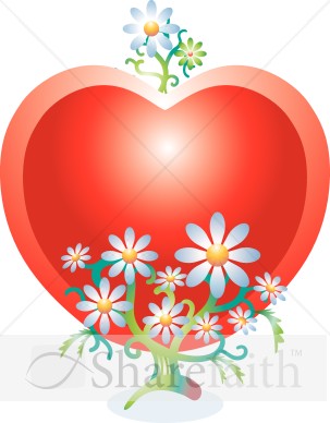 Red Heart with Lots of Daisies