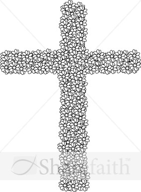 Black and White Simple Flower Cross