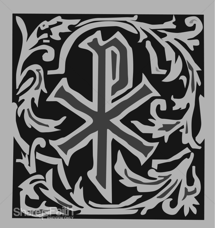 Decorative Chi Rho with Flowers