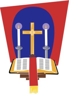 Holy Bible on Lectern in front of Cross