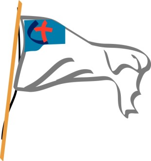 Waving Christian Flag with Pole