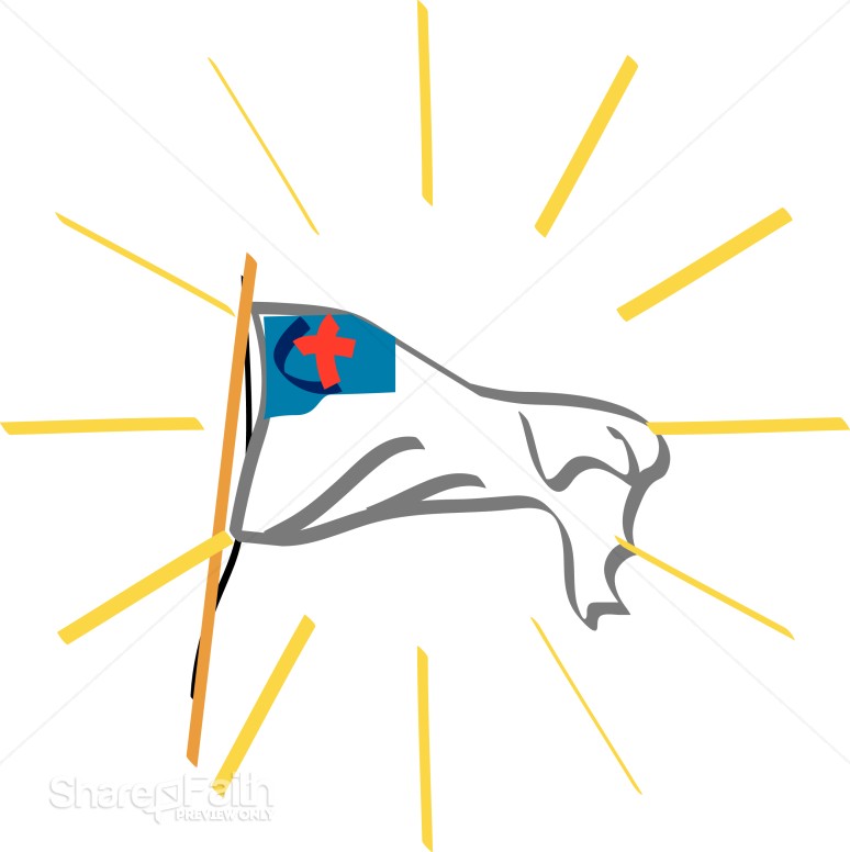 Glowing Christian Flag on Pole