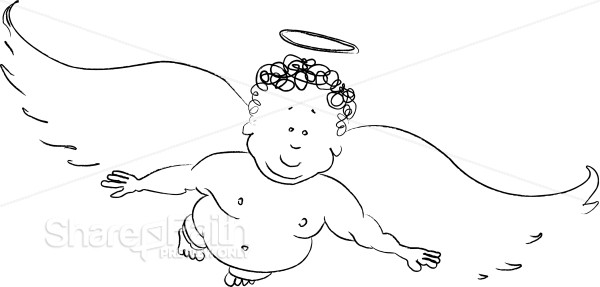 Black and white Friendly Cherub