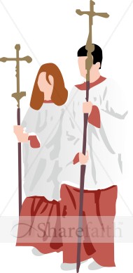 Catholic Youth Carrying Processional Crosses