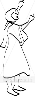 Calligraphic Line Woman with Uplifted Arms