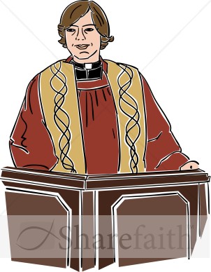 Female Preacher Behind Lectern