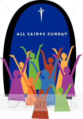 All Saints Sunday Typography with Colorful Worshippers