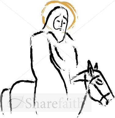 Jesus riding Donkey Painted Strokes