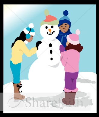 Children Building Snowman