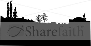 Silhouette of town at night