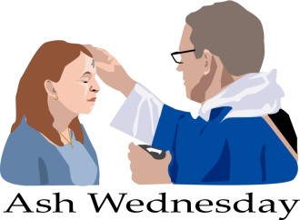 Ash Wednesday with Priest and Woman  Color