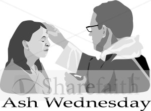 Ash Wednesday with Priest and Woman