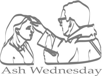Ash Wednesday with priest and Woman Lineart
