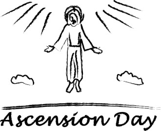Brushstroke Rising Jesus with Ascension Day Script