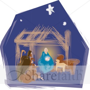 Nativity Scene With Stable Animals 