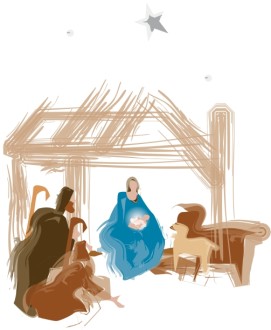 Christ is Born Nativity Scene with Bowing Wisemen