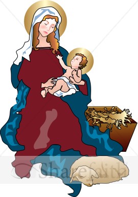 Baby Jesus Reaches up to Mary