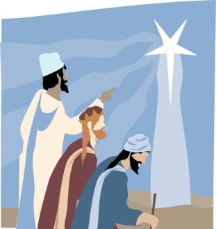 Three Magi Follow the star of Bethlehem