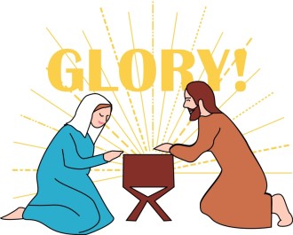 Holy Family Beside Manger