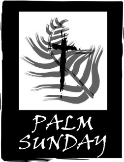 Palm Sunday Sign with Palm over Cross