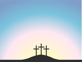 Simple Calvary Crosses at Dusk