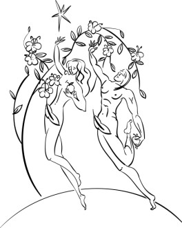 Line Art Adam and Eve