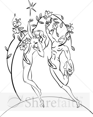Line Art Adam and Eve