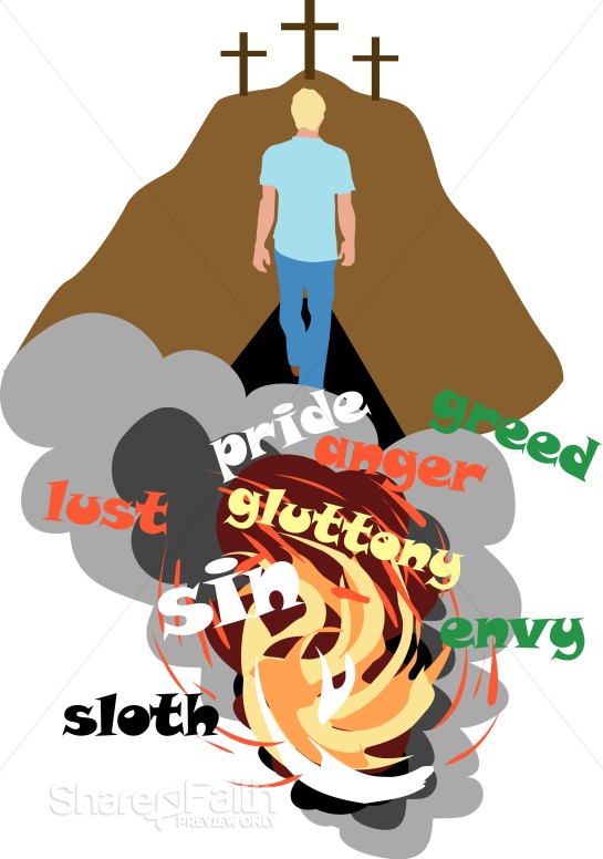 Walking Away from Sin Seven Deadly Sins Clipart