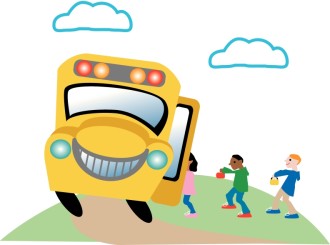 Happy Kids Getting on a Bus