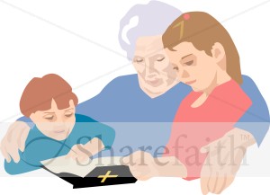 Grandchildren Reading Bible