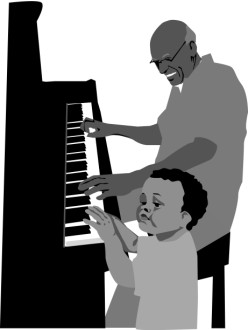 Boy and Grandpa at the Piano
