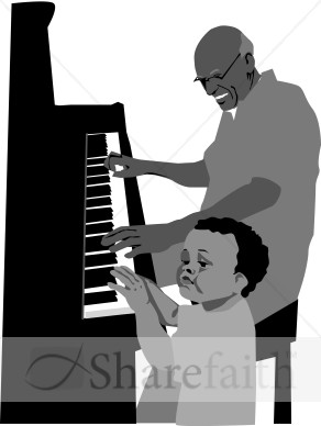 Boy and Grandpa at the Piano