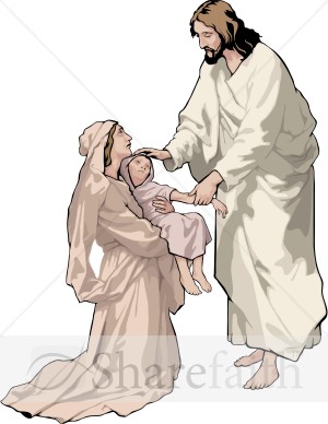 Jesus Blessing Child and Mother
