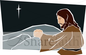Jesus Prays at Night in Color