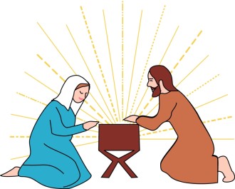 Mary and Joseph Beside the Manger