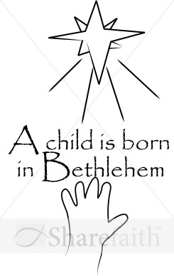 A Child is Born in Bethlehem line Art