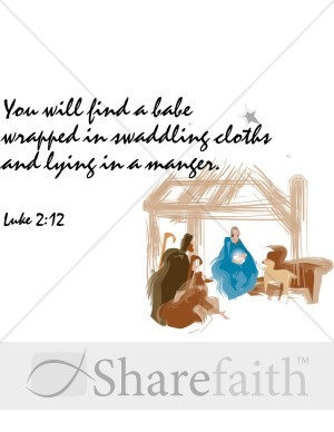 Luke 2:12 with Manger Scene
