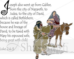 Luke 2:4 5 with Mary and Joseph on a Donkey