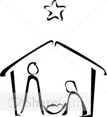 Manger+Scene+Outline Simple Nativity Silhouette Clip Art | New Calendar Template Site