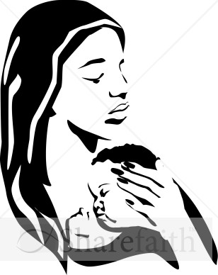 Mother Holding Sleeping Baby BW