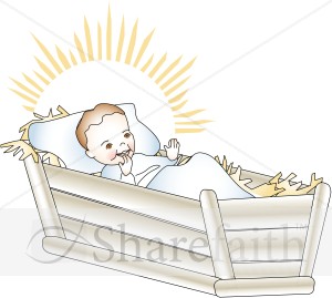 Baby Jesus Laughing in Manger