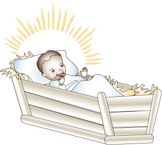Baby Jesus Lies in the Manger on Christmas Morning