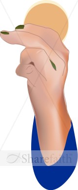 Female Hand Presenting Communion Wafer